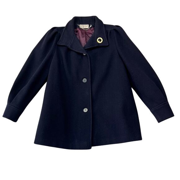 Ashley Scott Coat Womens Wool Navy Blue Vintage - Picture 1 of 9